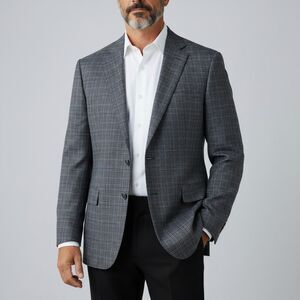 JOSEPH ABBOUD Men Blazer Sport Coat Suit Jacket 46R Italian Wool Plaid Blue/Gray